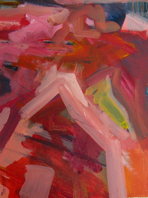 A Barn's Portrait Red Acrylic On Paper